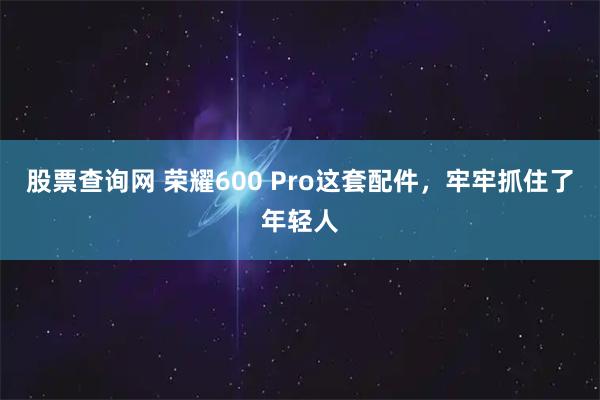 股票查询网 荣耀600 Pro这套配件，牢牢抓住了年轻人